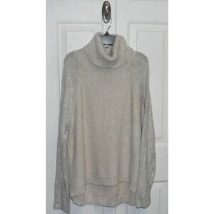 Line Knitwear Women's Cove Mixed Yarn Turtleneck Sweater in Light Gray Large $98